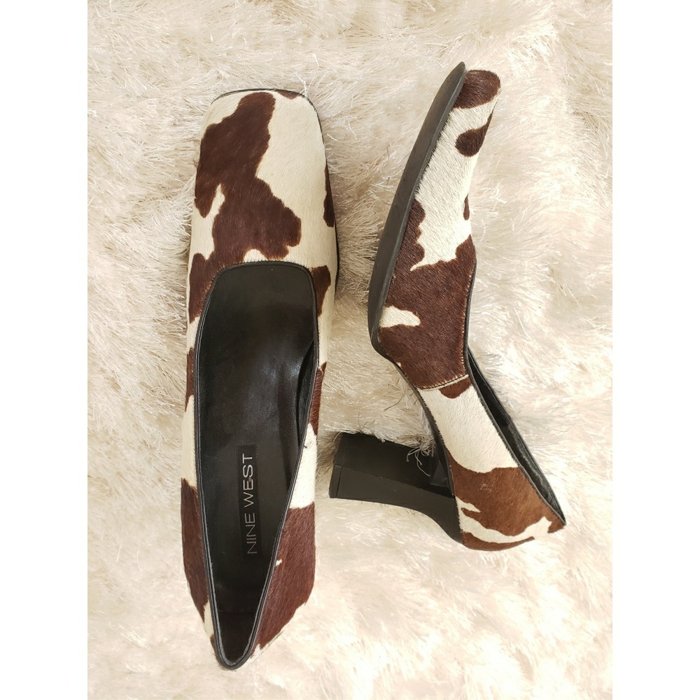 Nine West calf hair animal print pumps
